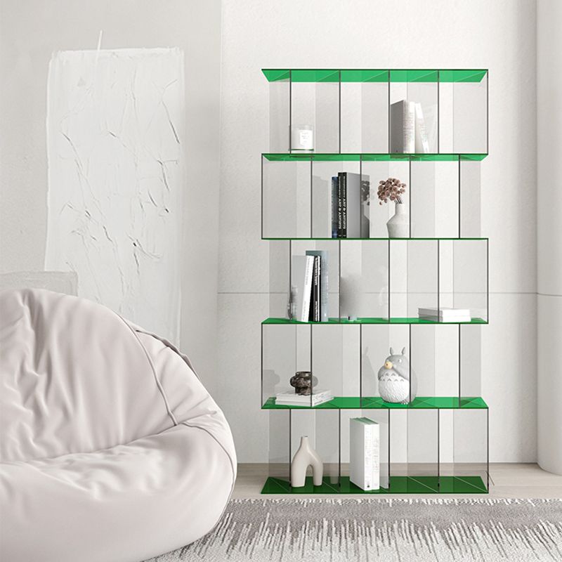 Contemporary Open Back Vertical Bookcase Acrylic Bookshelf with Shelves
