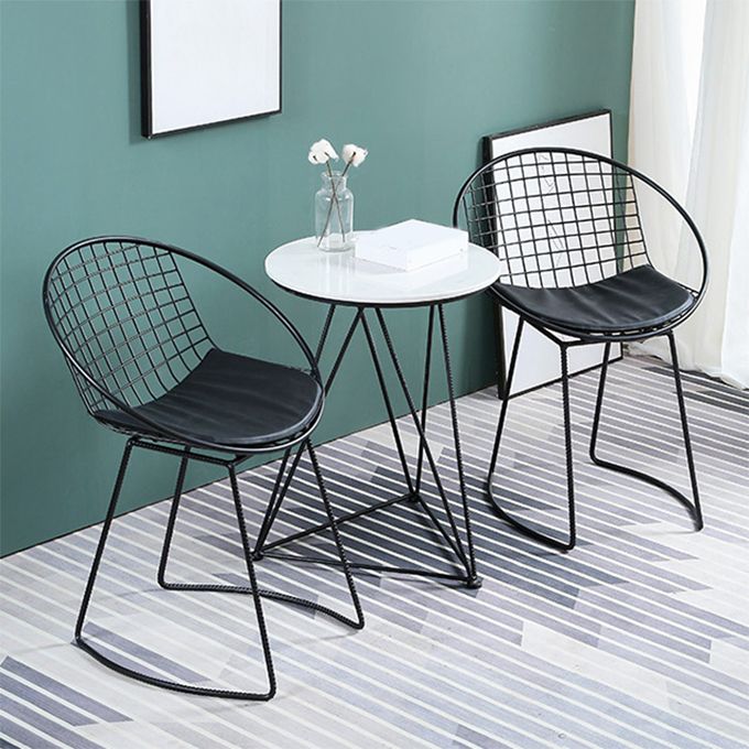 Modern Round Dining Set with Metal Chairs 1/3 Pieces Stone Top Dinette Set for Kitchen