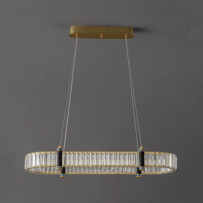 Contemporary Island Light Fixtures Oval Hanging Lamp with Crystal for Dining Room