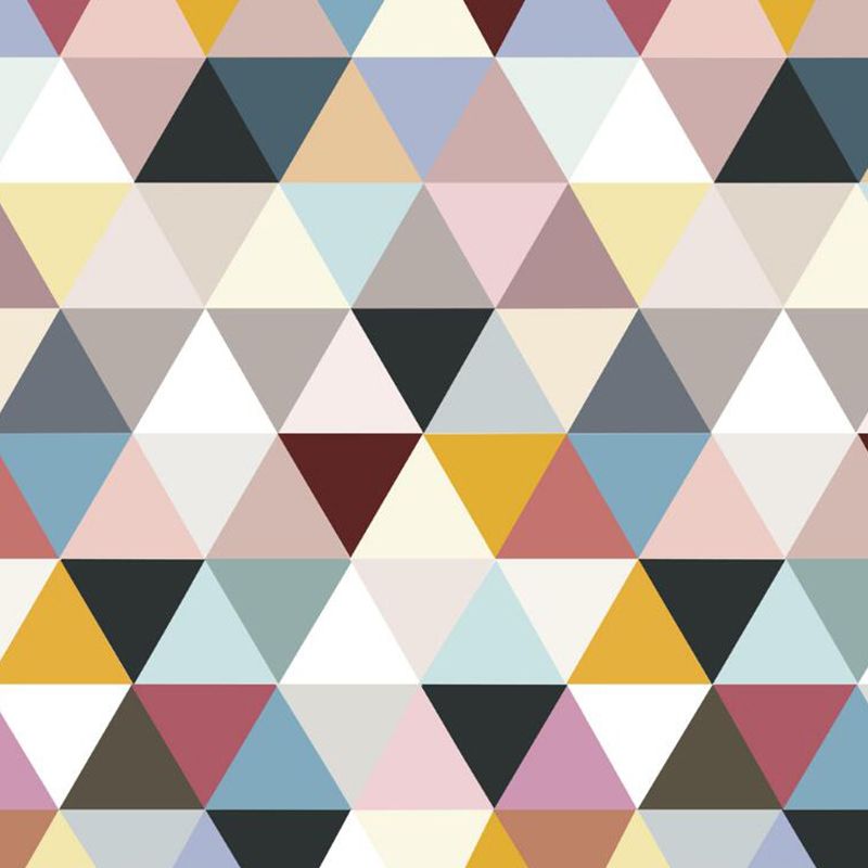 Whole Triangle Wall Murals for Bedroom Patchwork Wall Art in Blue-Pink-Yellow, Washable