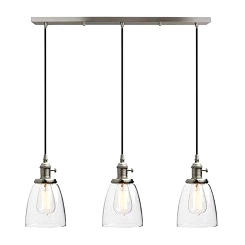 3 LIGHTS Transparent Glass Shade Island Lamp Retro Industrial Style suspendu suspendu pour salle à manger