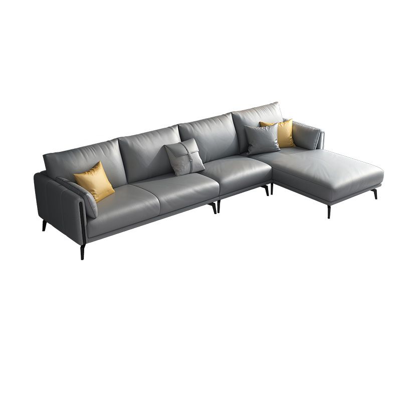 Gray Faux Leather Straight Arm Sofa/Sectionals with water proof for Living Room