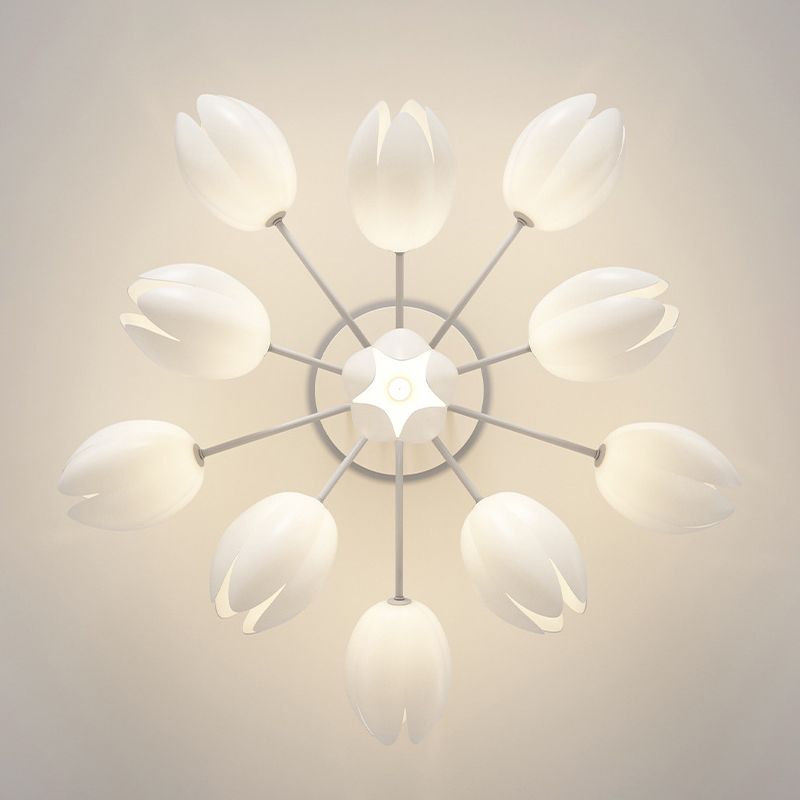 Contemporary Semi Flush Light White Ceiling Lamp for Living Room