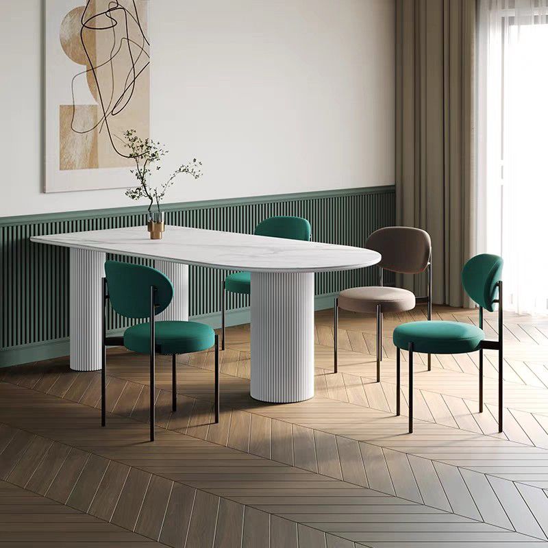 Sintered Stone Top Free Form White Table for Restaurant Modern Dining Table with 3 Legs