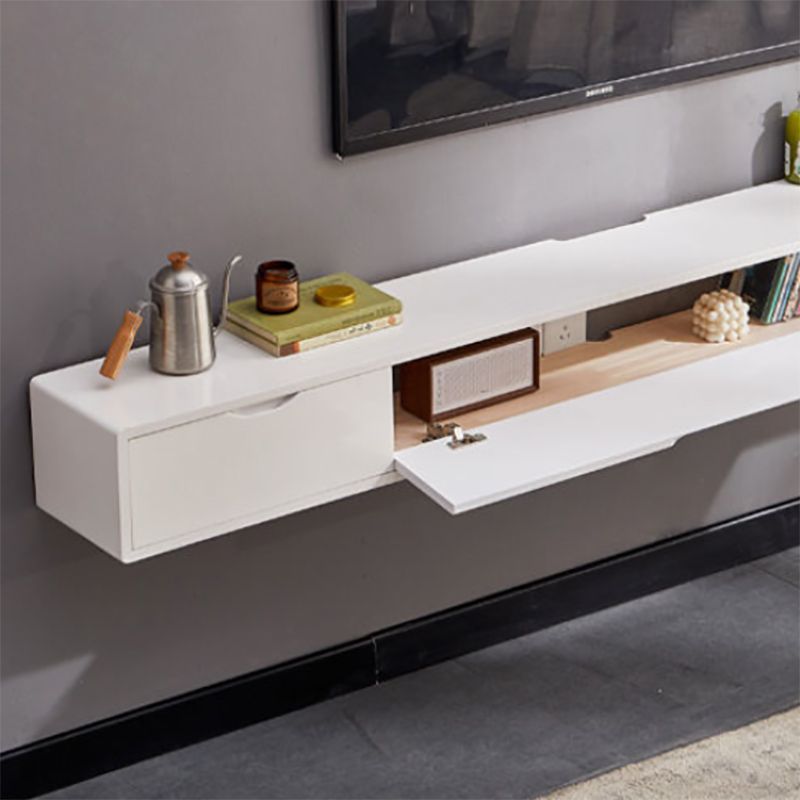 Modern Rubber Wood TV Stand Console Floating TV Media Stand for Living Room