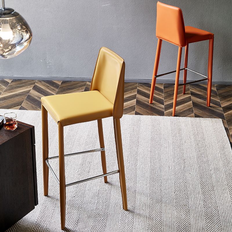 Modern Leather Bar Stool Low Back Counter Stool for Living Room