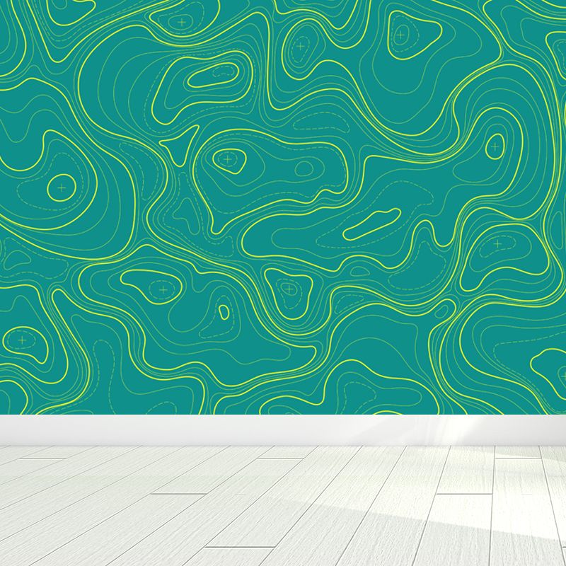 Modern Abstract Mural Non-Woven Cloth Stain-Proof Light Color Wall Art for Bathroom