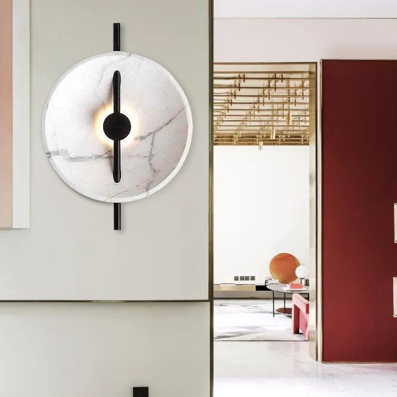 Lámpara de matriz de acrílico minimalista Discón blanco Montaje de pared Luz de luz en luz cálida/blanca