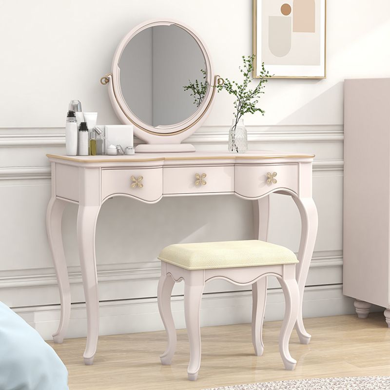 3 Storage Drawers & Mirror Vanity Set Victorian Wood Make-up Vanity