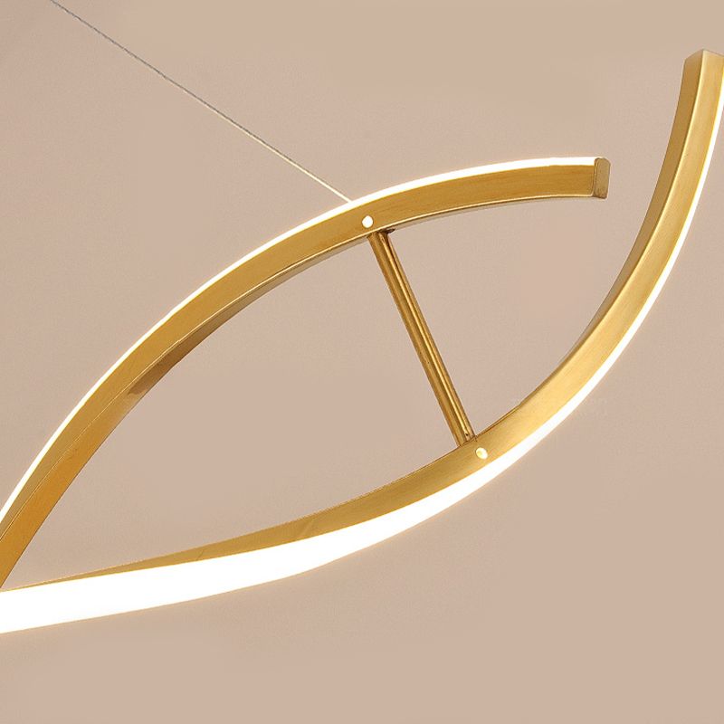 2 Lights Geometric Chandelier Light Contemporary Metal Pendant Lighting in Gold