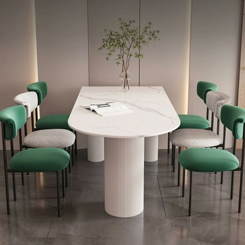 White Tripod Base Dining Table Stone Top Modern Dining Room Kitchen Table