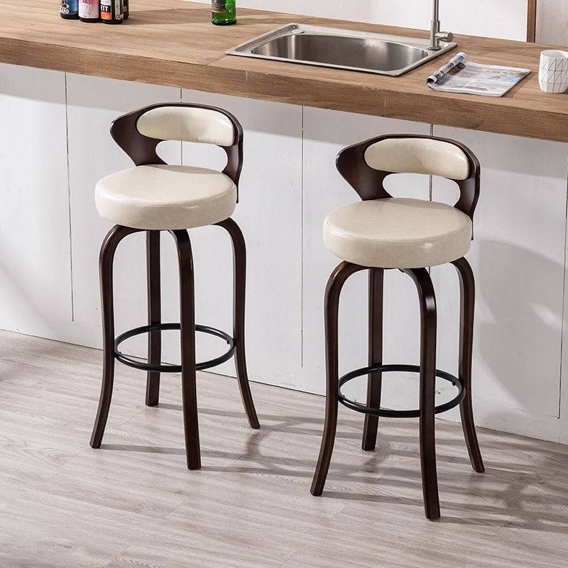 Modern Armless Backrest Counter Stool Wood Kitchen Bar Stool with Pedal and Cushion