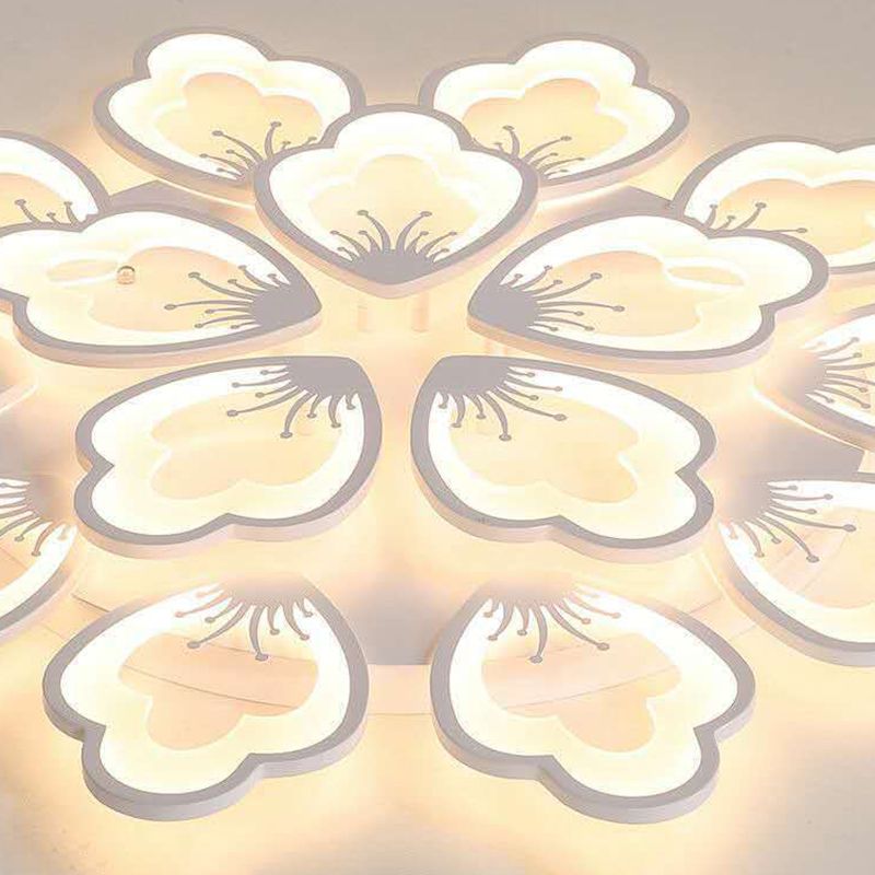 White Acrylic Shade Semi Flush Ceiling Light in Modern Concise Style Radial Metal Indoor Flush Mount