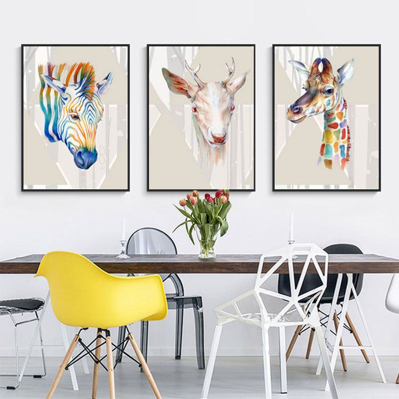 Bunte Wildtier-Wanddekoration zur Dekoration rustikaler Wohnzimmer-Leinwanddrucke