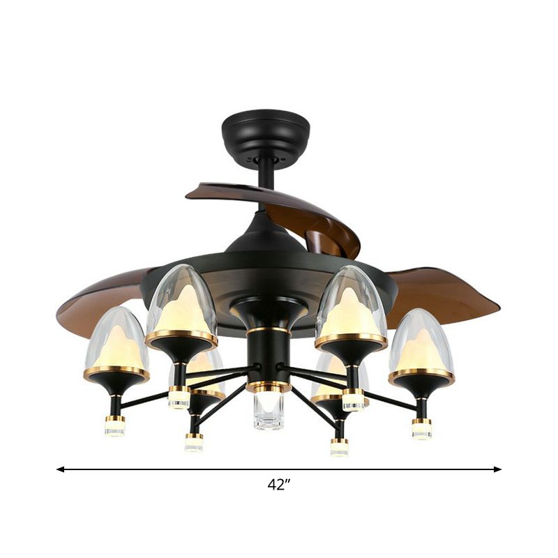 42 "breites Sputnik Wohnzimmer Deckenventilator Leuchtmetall LED Modernismus Halbflush-Halterung mit 4 Klingen