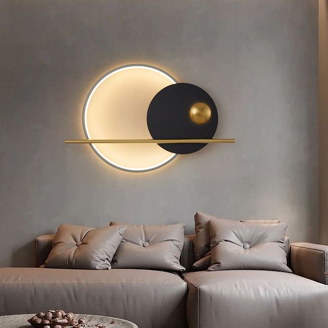 Mid-Century Artistic Sunrise Sconce Light Fixture Metal Living Room LED Wall Mounted Lamp