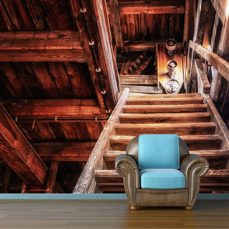 Photography Stairs Architecture Mural Wallpaper Stain Resistant for Bedroom