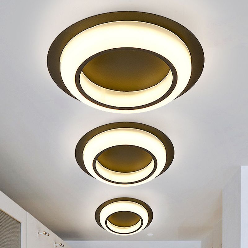 Plafonnier LED en acrylique en forme de cercle, design nordique noir/blanc/gris, luminaire encastré pour chambre à coucher