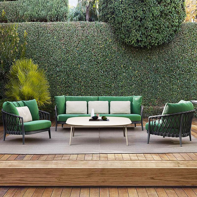 Industrial Metal Frame Outdoor Sofa Water Resistant Patio Sofa