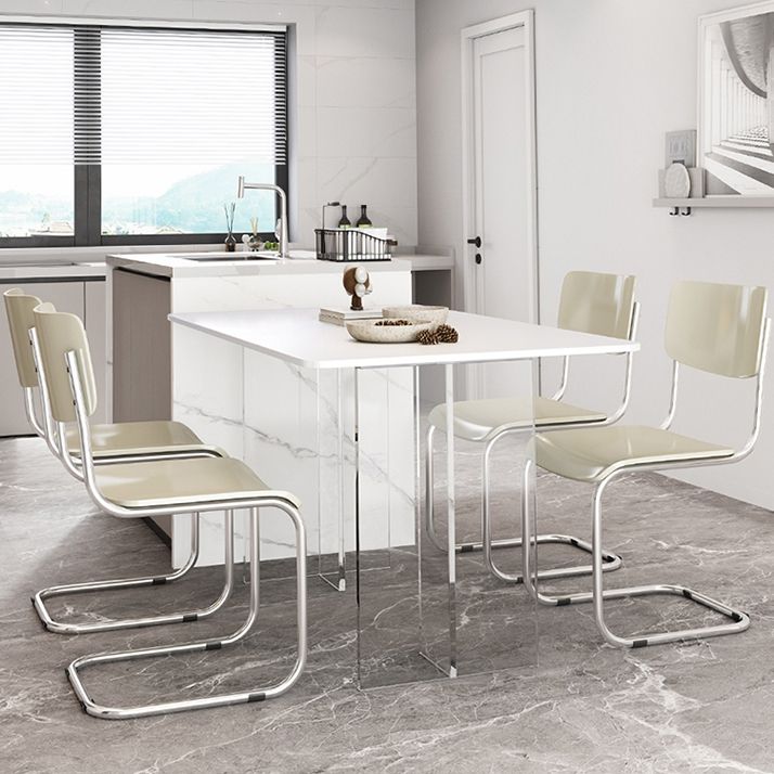 1/2/5/7 Pieces Modern Sintered Stone Top Dining Acrylic Base Set for Home