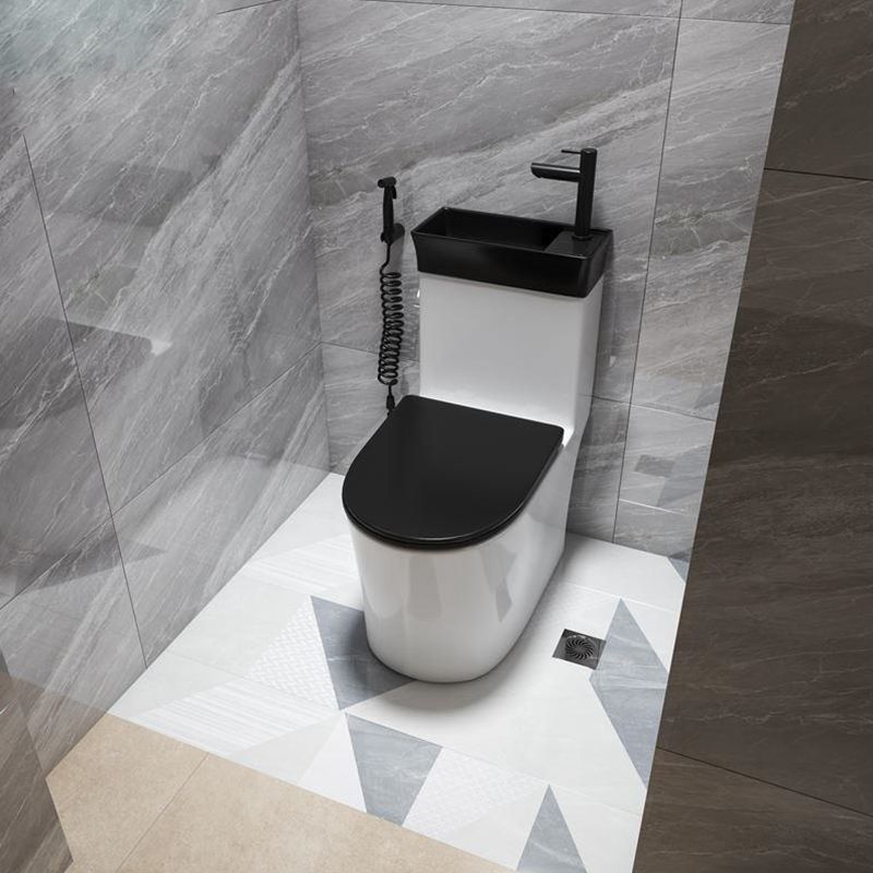 Modern White Ceramic Flush Toilet Floor Mounted Urine Toilet with Seat for Washroom