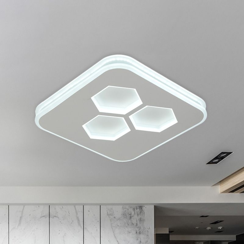 Quadrato Soffitto Montato Light Moderno Acrilico LED Bianco Lampada Fissaggio con Hexagon Design