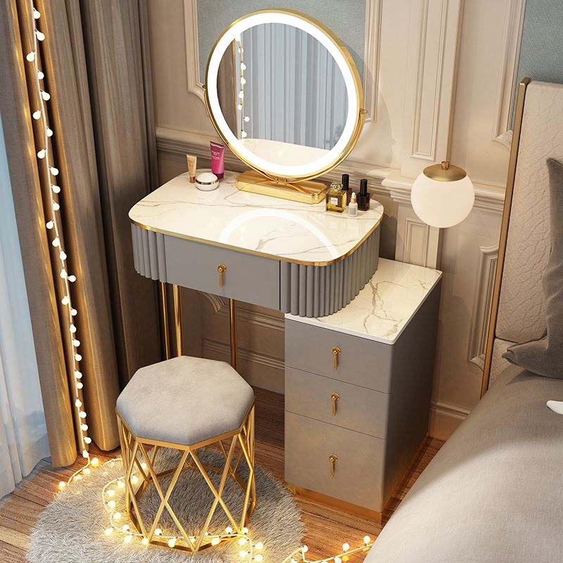Solid Wood Makeup Vanity Desk Lighted Mirror Makeup Vanity Set