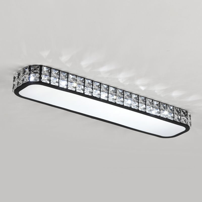 Rounded Rectangle Corridor Flush Light Crystal Artistic LED Flush Ceiling Light Fixture