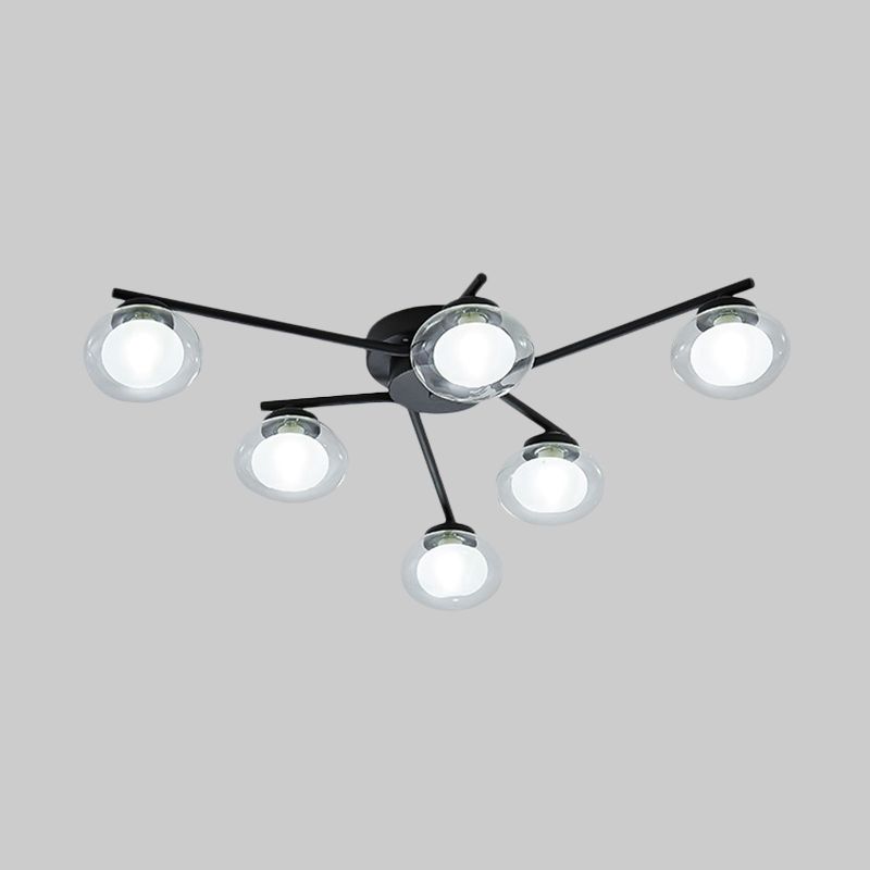 Laut de plafond ovale moderne lampe de plafond multi-tampon Semi-Flush Mount Light For Dining Table