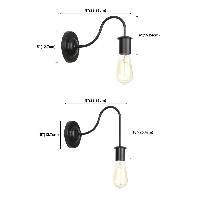 Metallwandbeleuchtung in Industriestil 1 Lichtwandmontierte Leuchte in Schwarz
