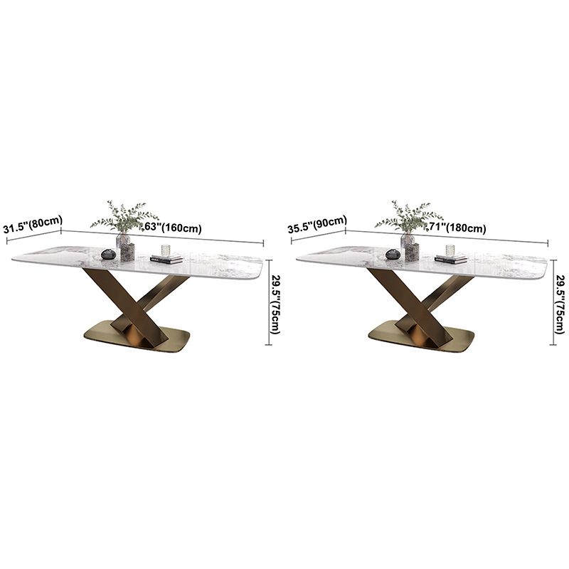 Mesa de comedor de piedra mesa de comedor de lujo tradicional con base de acero inoxidable