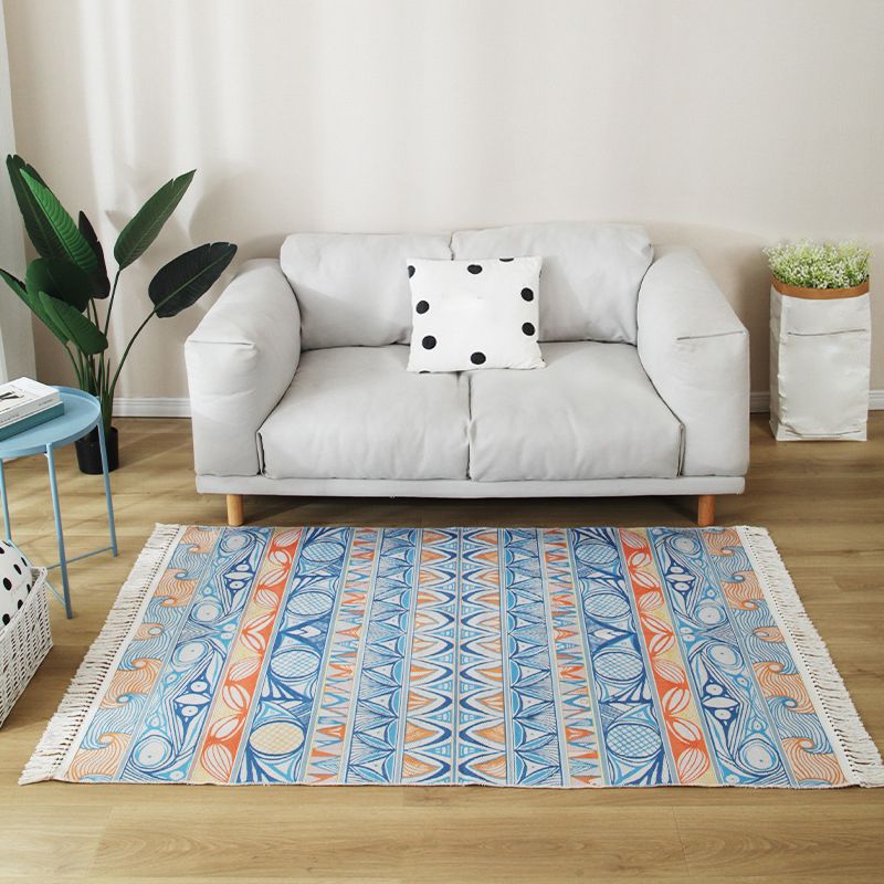Stijlvolle boho chic tapijt multicolor geometrisch vloerkleed machine wassen tassel-getrimde tapijt voor huis