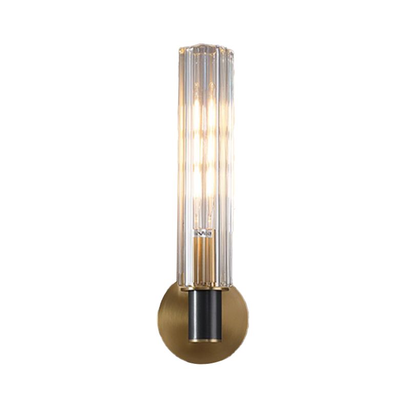 Crystal Cylinder Shape Wall Sconce Modern Style Multi Lights Wall Light Sconce in Brass