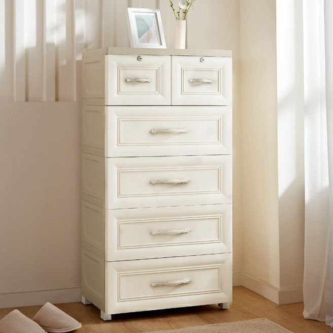 Contemporary Wardrobe Armoire with Drawer Plastic Non-Hanging Armoire