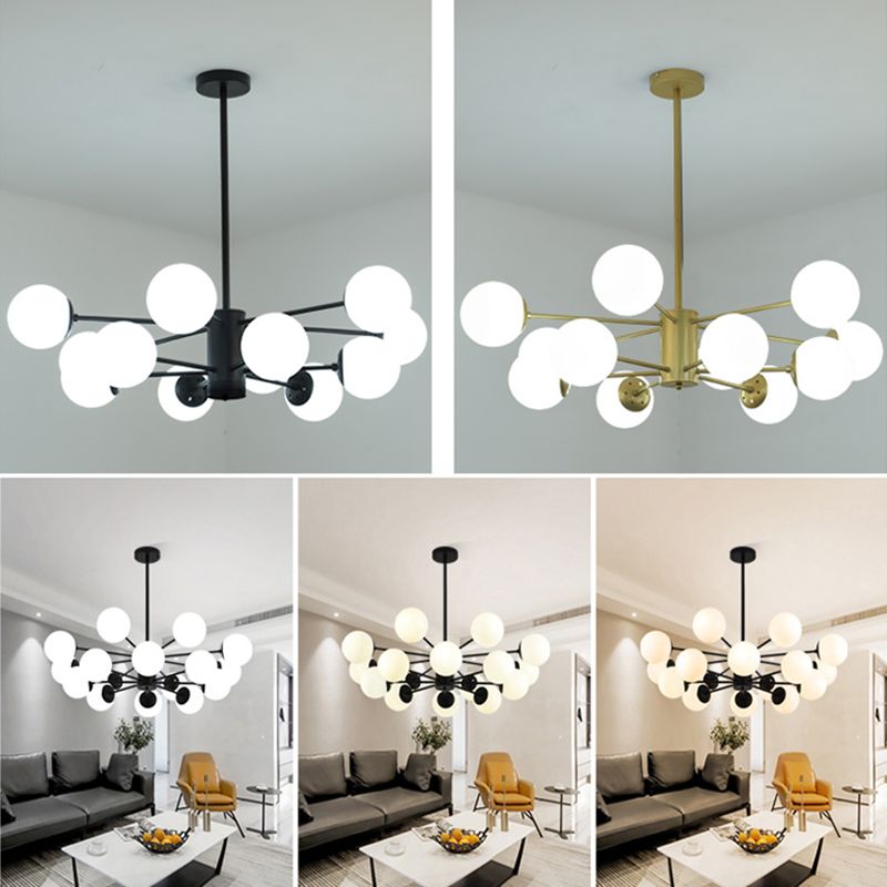 Candelera de globo contemporánea Luz de colgante de vidrio liviano Luz de colgante de vidrio para sala de estar