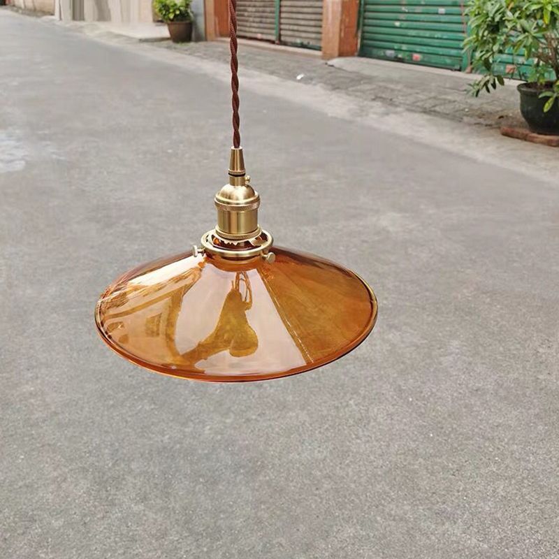 Lampada a sospensione in ottone in ottone in ottone industriale 1 lampada a sospensione in vetro leggero per ristorante