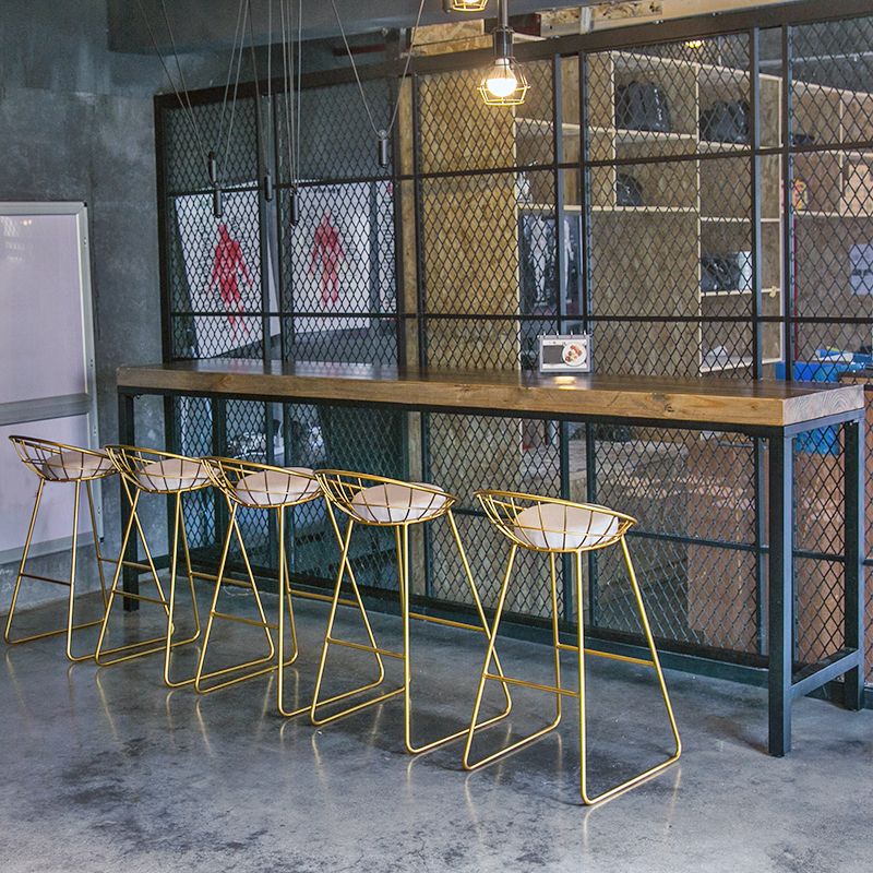 Industrial Bar Table Set 1/6 Pieces Wooden Bar Table and Footrest Bar Stool