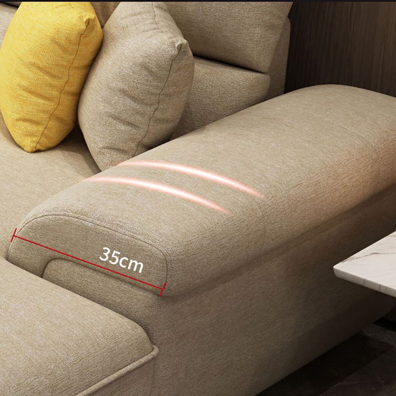 Nordic Stationary Living Room Recessed Arm Cushions Sofa Chaise