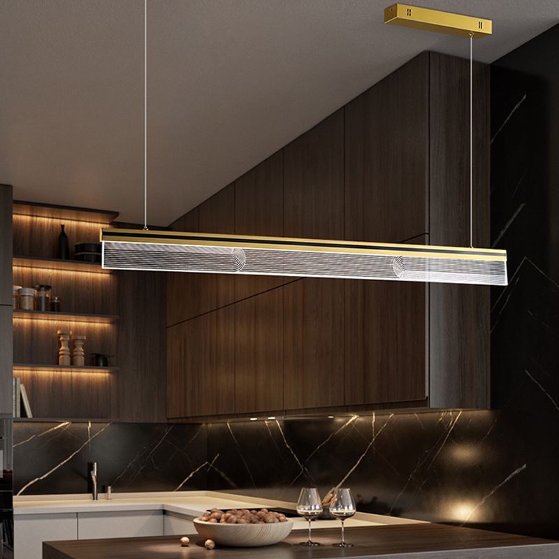 Lámpara colgante de restaurantes de 1 luces de la isla rectangular moderna con sombra acrílica transparente