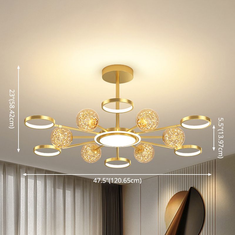 Ring and Ball Chandelier Pendant Light Ultra-Contemporary Metal Hanging Pendant Lights for Living Room