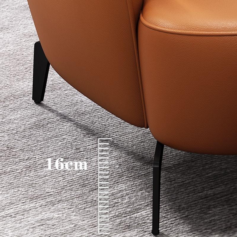 Contemporary Orange Accent Armchair with Solid Wood Frame and Metal Legs