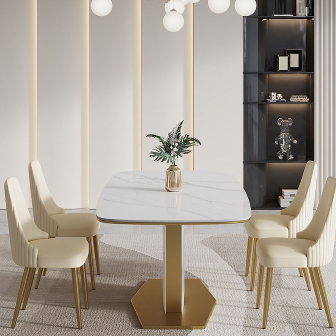 Nordic Sintered Stone Top Dining Set 1/4/5/7 Pieces Rectangle Dining Table with Chairs