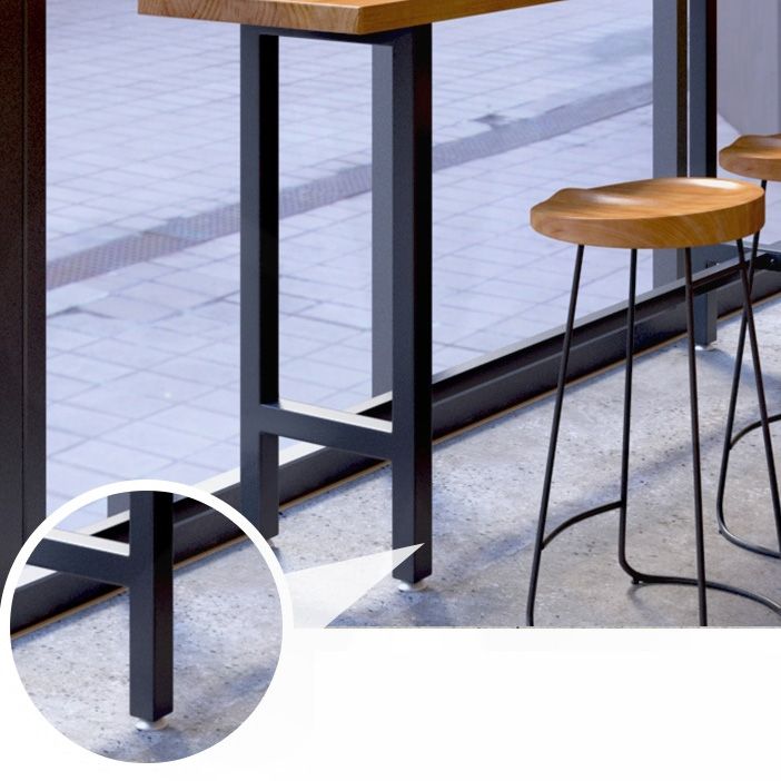 Black Metal Trestle Base Bar Table Industrial Rectangle Bar Height Table