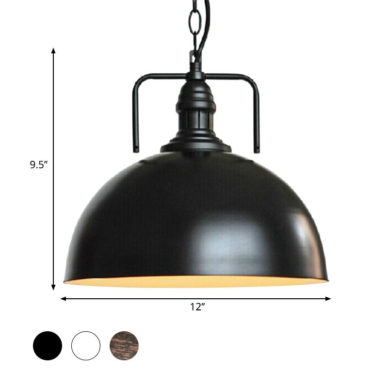 Warehouse Dome Hanging Light Kit 1-Light Metallic Suspension Lamp with Swivel Joint