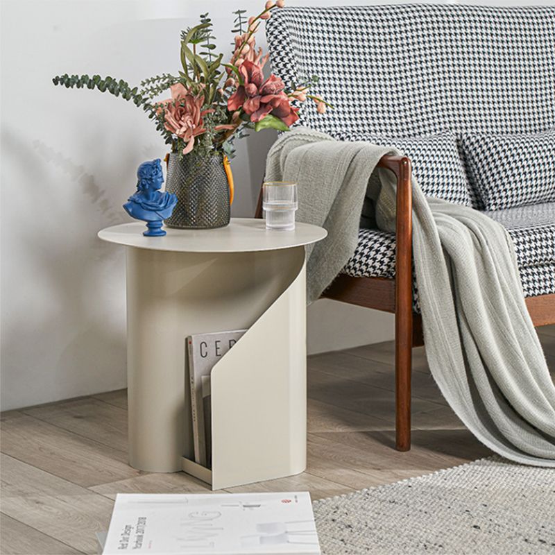 Contemporary Accent Side Table Iron Abstract with Storage Living Room Round