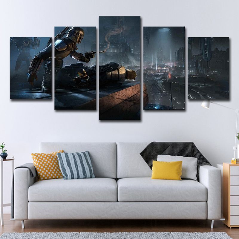 Digital Print Star Wars Canvas Wall Art for Boys Bedroom, Dark Blue, Multi-Piece