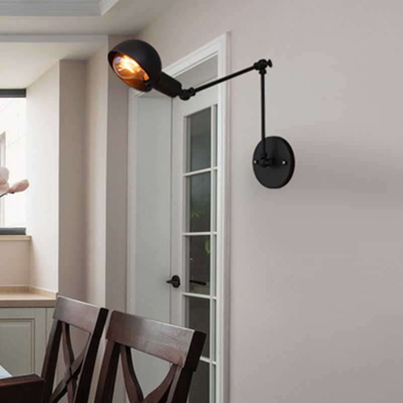 Industrial Style Metal Wall Light Long Arm Black Wall Sconce for Living Room