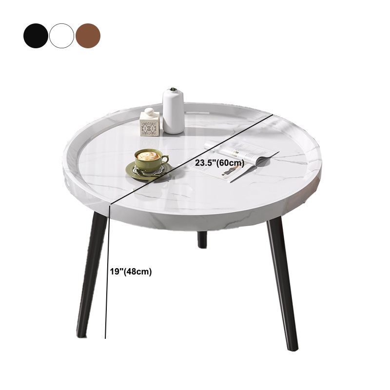Modern 3 Legs Wooden Coffee Table Round Top Shape Cocktail Table for Living Room