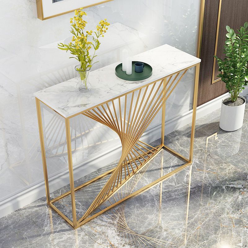 Marble Glam Console Table 31.5" Tall Rectangle Accent Table for Hall