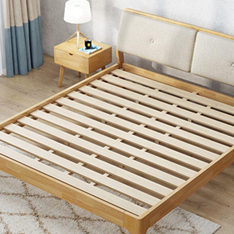 Modern Panel Bed Solid Wood Panel Standard Bed with Headboard
